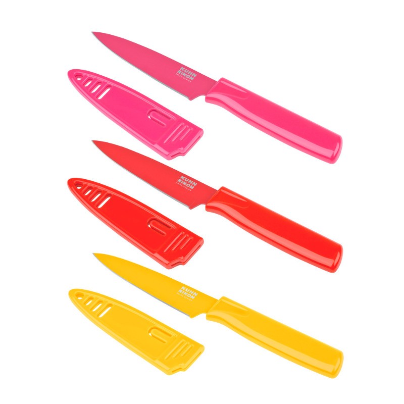 Kuhn Rikon sada nožů 3ks červený/žlutý/růžový 10 cm